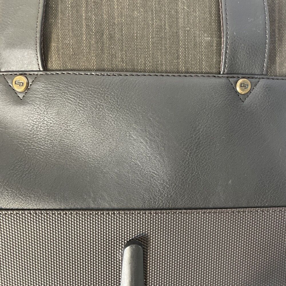 Solo NWOT York Rolling Case Leather Laptop Bag Carry On Black Wheel Briefcase - Picture 15 of 15